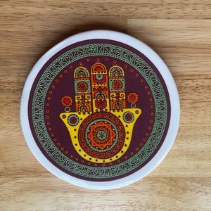 Ceramic hamsa hand decorative wall hanger / trivet pot holder